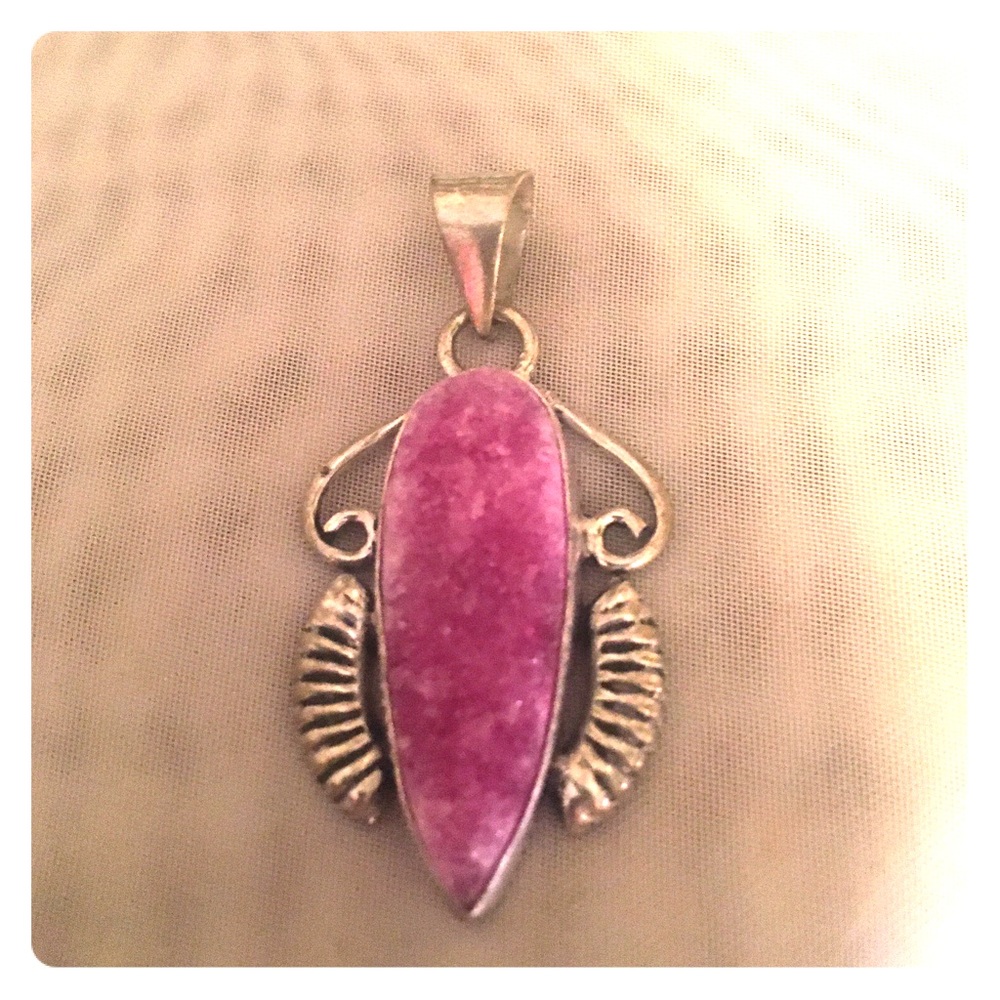 Silver overly druzy tribal pendant
